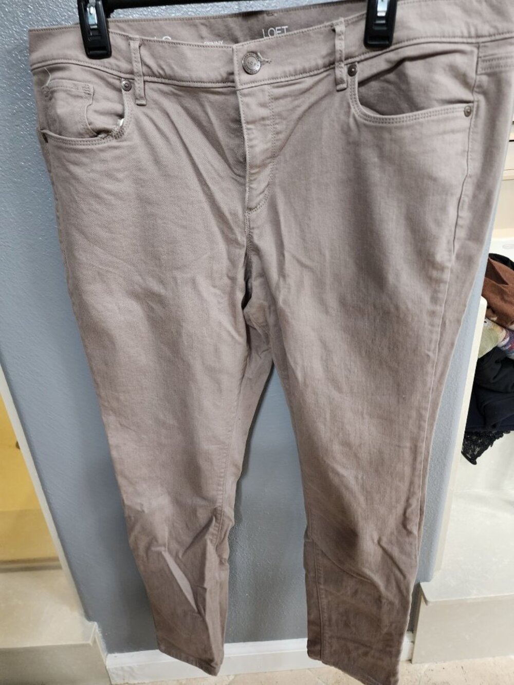 LOFT Womens Mushroom Taupe Neutral Stretch Skinny Jeans Clean Hem